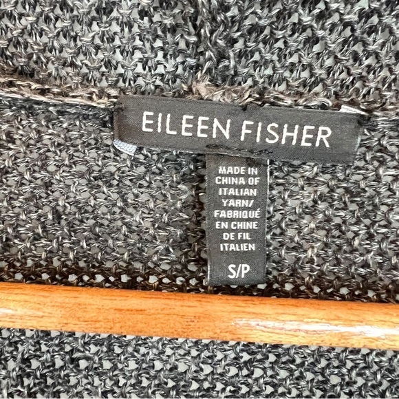 Eileen Fisher Linen Knit Cardigan Womens Small Two-Tone Gray Lagenlook Minimal - Picture 8 of 10